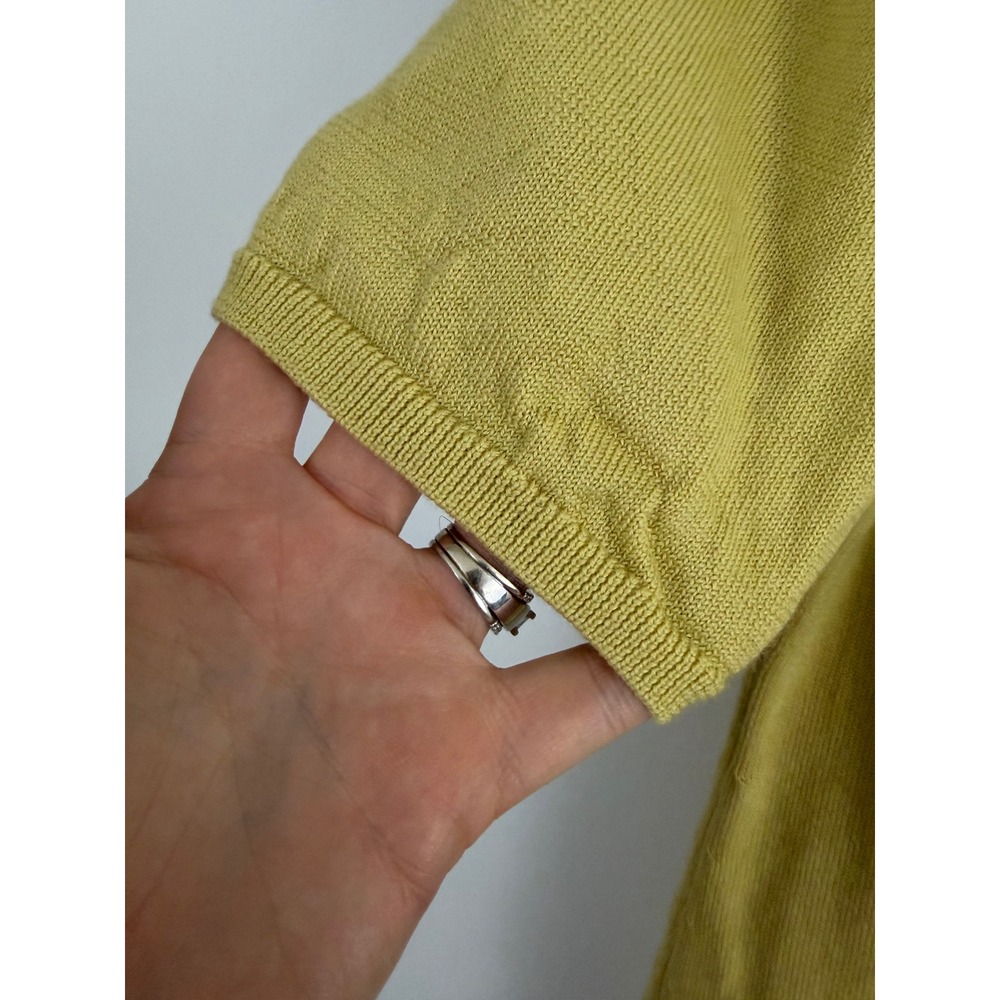 Modern Citizen Cardigan Women Large Yellow Short Sleeve Merino Wool - Picture 5 of 8